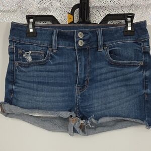 American Eagle Outfitters Blue Distressed Jean Shorts